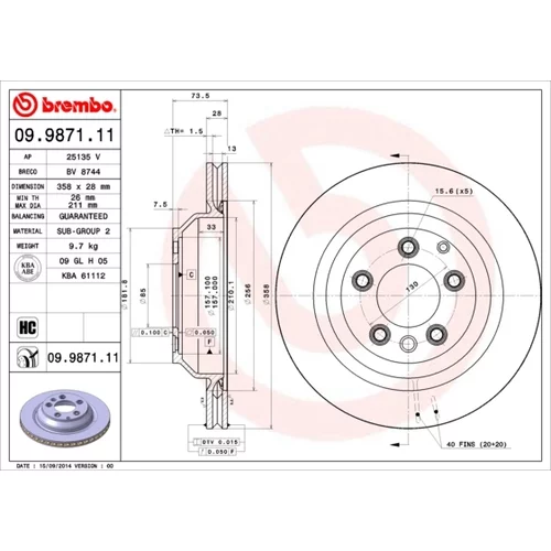 Brzdový kotúč 09.9871.11 /BREMBO/