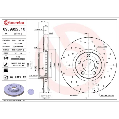 Brzdový kotúč BREMBO 09.9922.1X