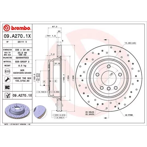 Brzdový kotúč BREMBO 09.A270.1X