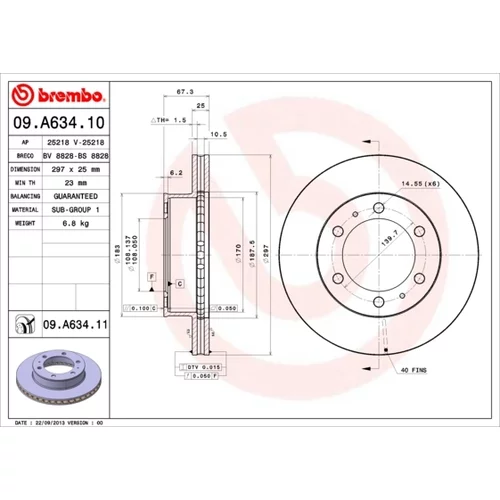 Brzdový kotúč BREMBO 09.A634.11