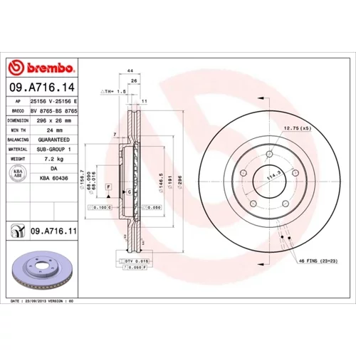 Brzdový kotúč BREMBO 09.A716.11