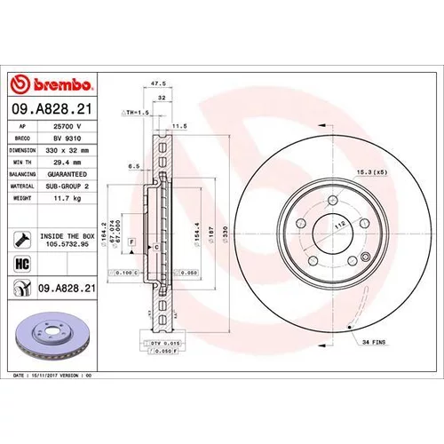 Brzdový kotúč BREMBO 09.A828.21