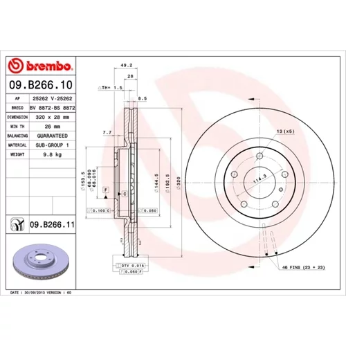 Brzdový kotúč BREMBO 09.B266.11