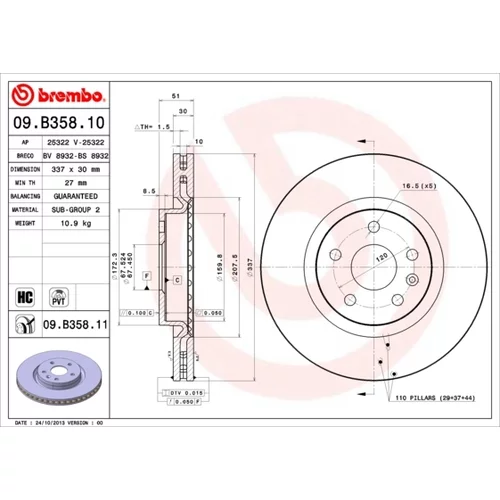 Brzdový kotúč 09.B358.11 /BREMBO/