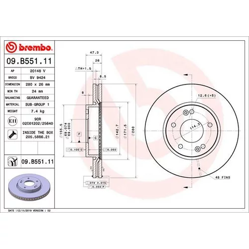 Brzdový kotúč BREMBO 09.B551.11