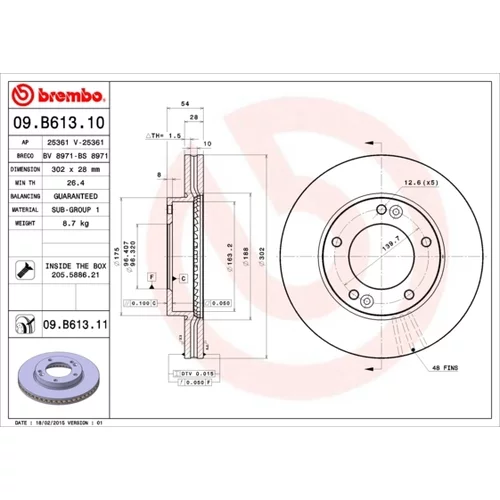 Brzdový kotúč BREMBO 09.B613.11