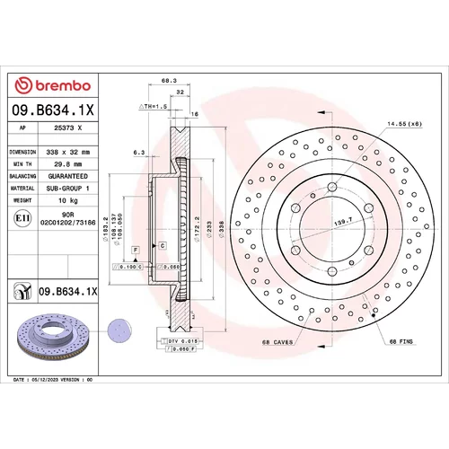 Brzdový kotúč BREMBO 09.B634.1X