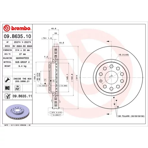 Brzdový kotúč BREMBO 09.B635.11