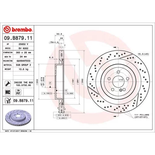 Brzdový kotúč BREMBO 09.B879.11