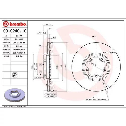 Brzdový kotúč BREMBO 09.C240.10