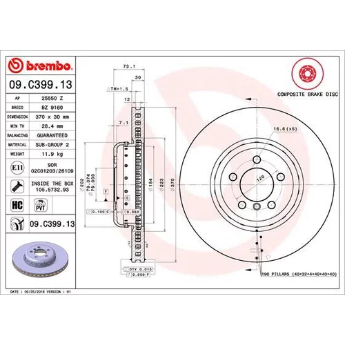 Brzdový kotúč BREMBO 09.C399.13