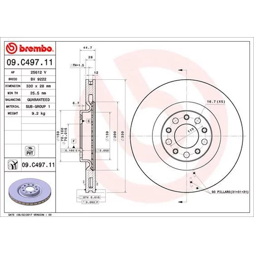 Brzdový kotúč BREMBO 09.C497.11