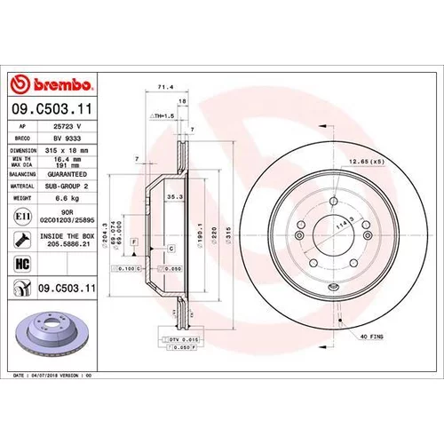 Brzdový kotúč BREMBO 09.C503.11