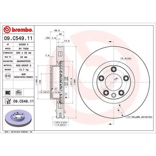 Brzdový kotúč BREMBO 09.C549.11