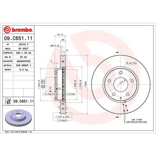 Brzdový kotúč BREMBO 09.C651.11