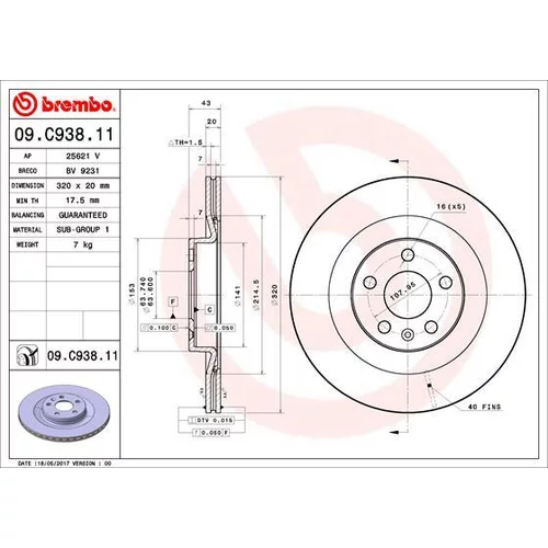 Brzdový kotúč 09.C938.11 /BREMBO/