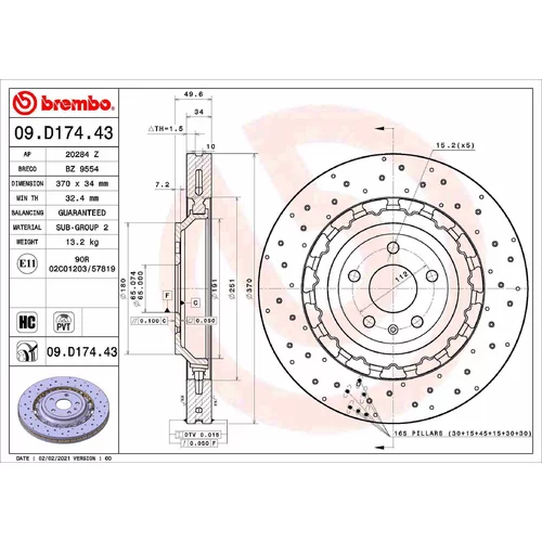 Brzdový kotúč BREMBO 09.D174.43