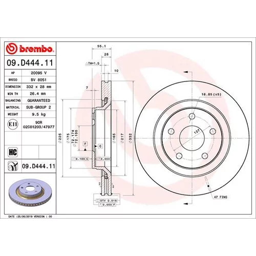 Brzdový kotúč BREMBO 09.D444.11