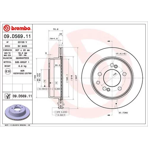 Brzdový kotúč BREMBO 09.D569.11