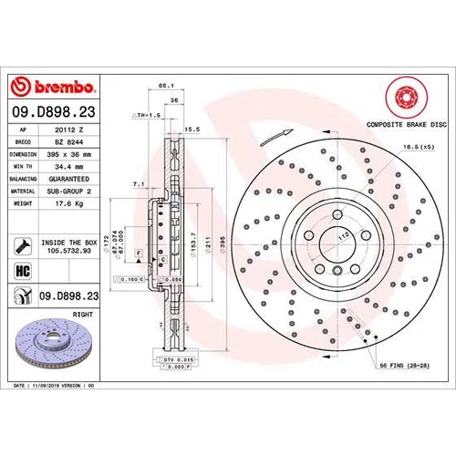 Brzdový kotúč BREMBO 09.D898.23