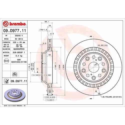 Brzdový kotúč BREMBO 09.D977.11