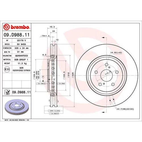 Brzdový kotúč BREMBO 09.D988.11