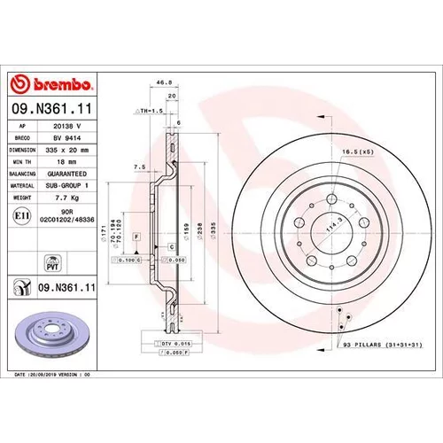 Brzdový kotúč BREMBO 09.N361.11