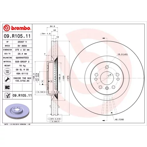 Brzdový kotúč BREMBO 09.R105.11