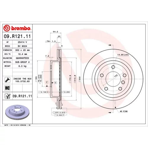 Brzdový kotúč BREMBO 09.R121.11