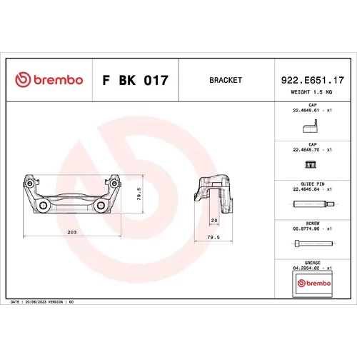 Sada držiakov brzd. strmeňov BREMBO F BK 017 - obr. 1