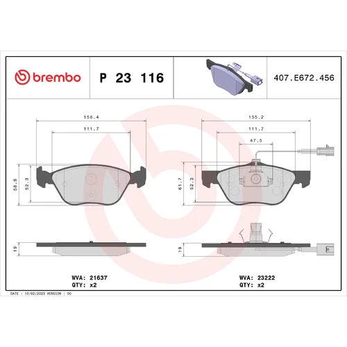 Sada brzdových platničiek kotúčovej brzdy BREMBO P 23 116