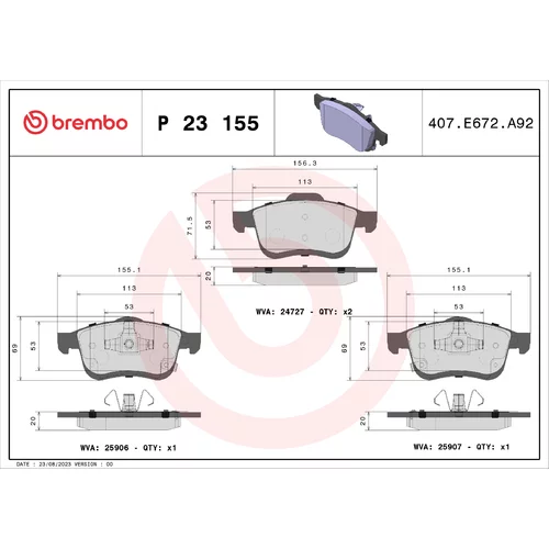 Sada brzdových platničiek kotúčovej brzdy P 23 155 /BREMBO/