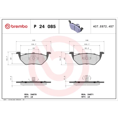 Sada brzdových platničiek kotúčovej brzdy BREMBO P 24 085