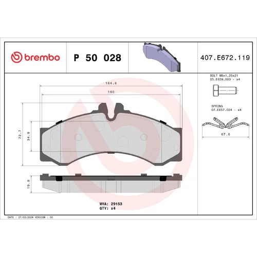 Sada brzdových platničiek kotúčovej brzdy BREMBO P 50 028