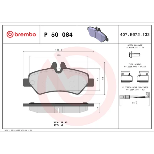 Sada brzdových platničiek kotúčovej brzdy BREMBO P 50 084