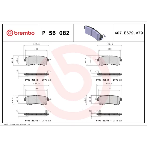 Sada brzdových platničiek kotúčovej brzdy BREMBO P 56 082