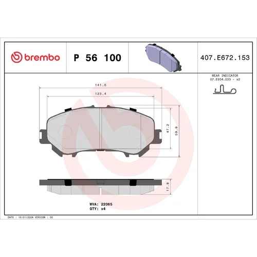 Sada brzdových platničiek kotúčovej brzdy BREMBO P 56 100