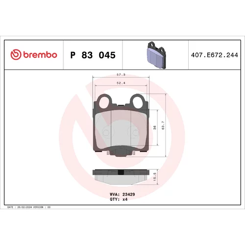 Sada brzdových platničiek kotúčovej brzdy BREMBO P 83 045