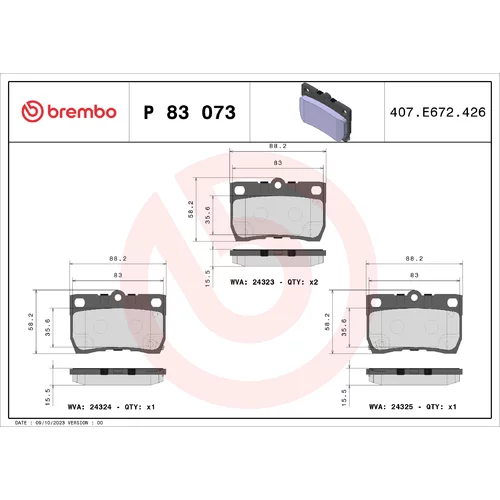 Sada brzdových platničiek kotúčovej brzdy BREMBO P 83 073