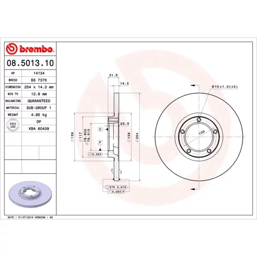 Brzdový kotúč BREMBO 08.5013.10