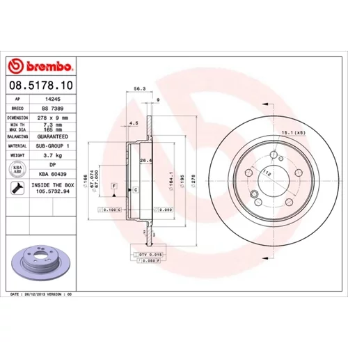 Brzdový kotúč BREMBO 08.5178.10