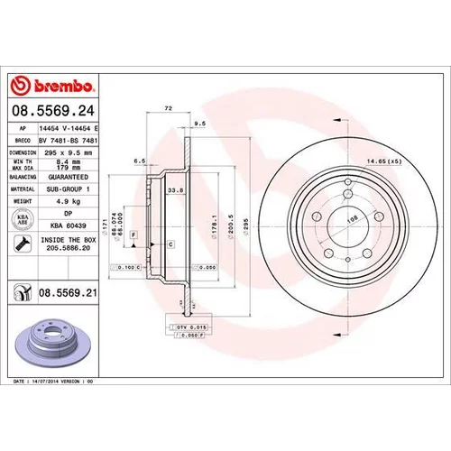 Brzdový kotúč BREMBO 08.5569.21