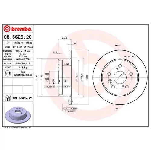 Brzdový kotúč BREMBO 08.5625.21