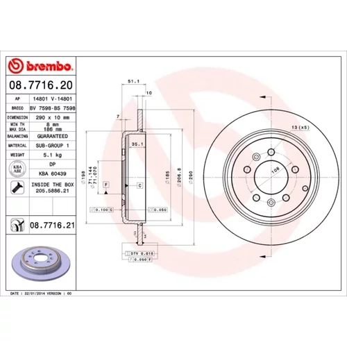 Brzdový kotúč BREMBO 08.7716.21