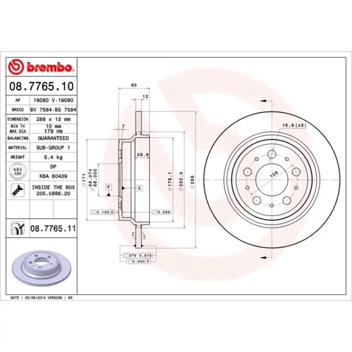 Brzdový kotúč 08.7765.11 /BREMBO/