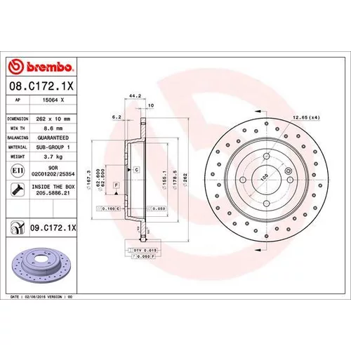 Brzdový kotúč BREMBO 08.C172.1X