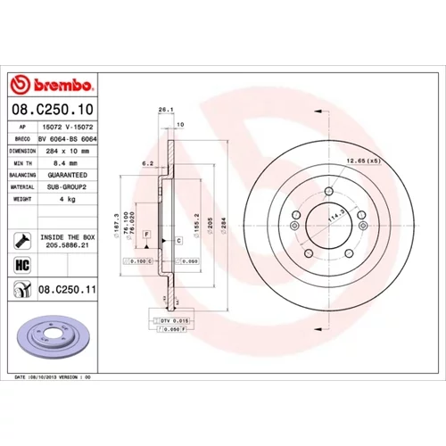 Brzdový kotúč BREMBO 08.C250.11