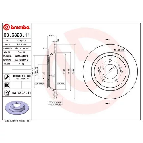 Brzdový kotúč BREMBO 08.C823.11