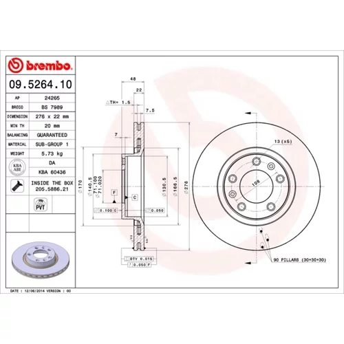 Brzdový kotúč BREMBO 09.5264.10