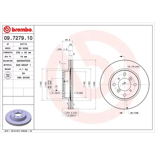 Brzdový kotúč BREMBO 09.7279.10